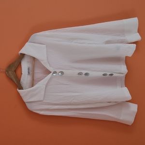 Habitat Jacket/Blouse, white textured fabric w/shell buttons